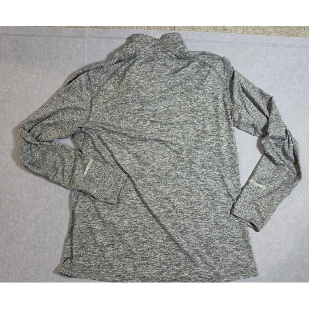 Nike Dri-FIT Running Pullover 1/4 Zip Thumb Hole Heathered Gray Womens Sz L